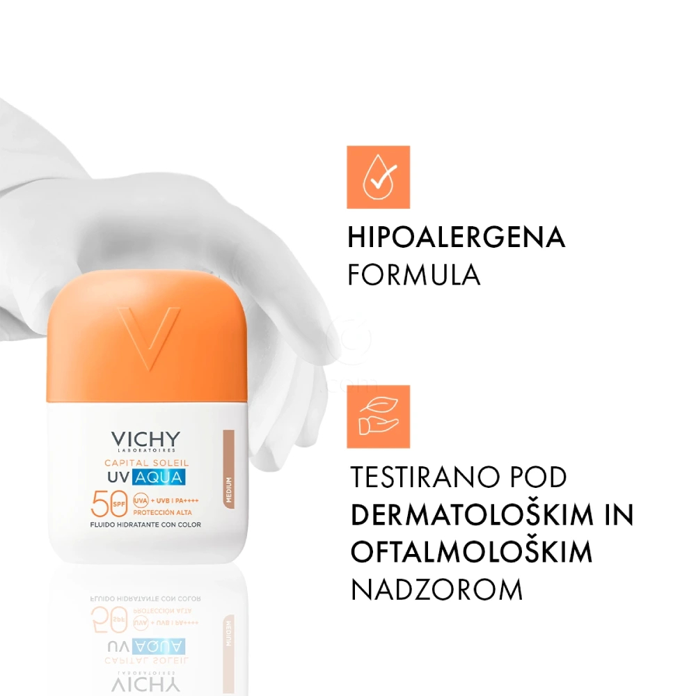Vichy Capital Soleil UV Aqua, tonirani vlažilni fluid - medium - ZF50 (50 ml)