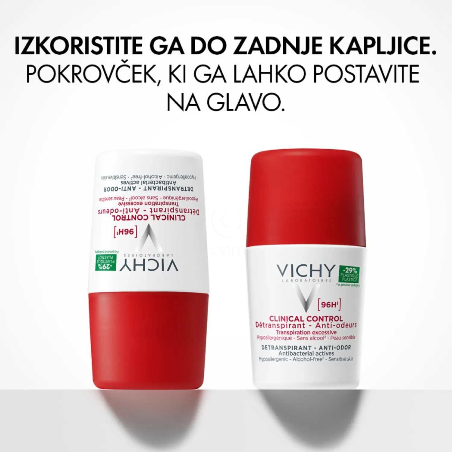 Vichy Clinical Control 96h Detranspirant, roll-on dezodorant proti neprijetnemu vonju (50 ml)