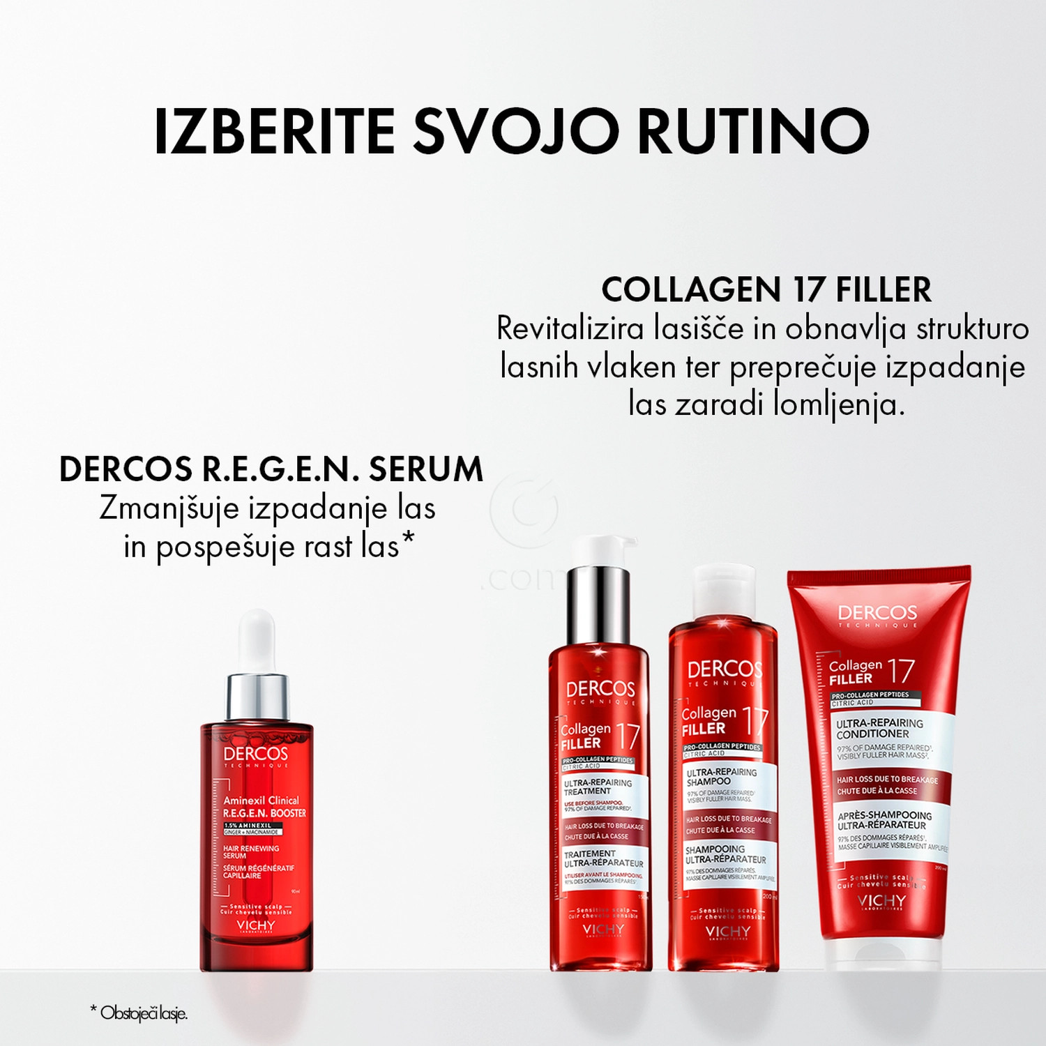 Vichy Dercos Collagen 17 Filler, ultra-obnovitveni balzam za lase (200 ml)