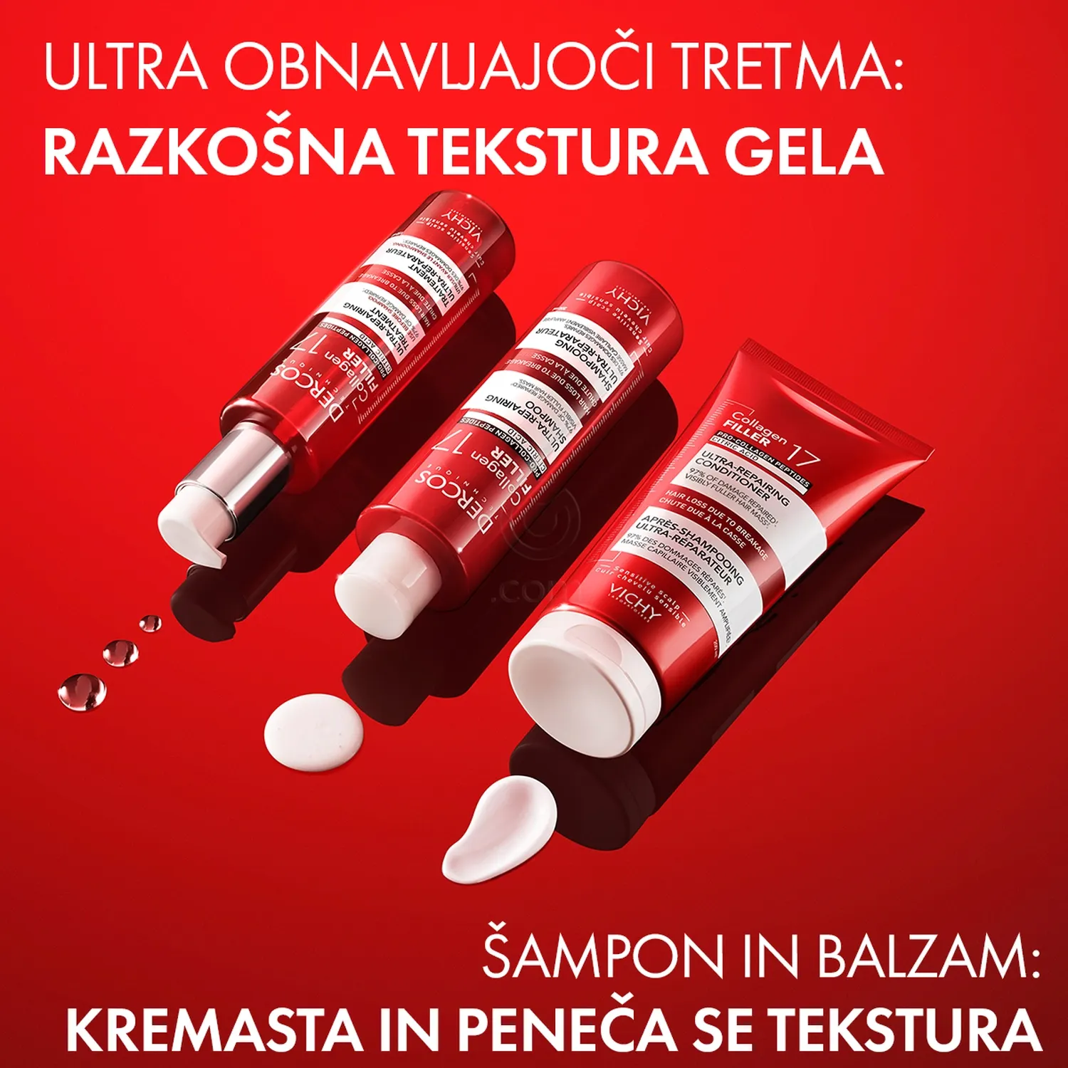 Vichy Dercos Collagen 17 Filler, ultra-obnovitveni šampon (200 ml)