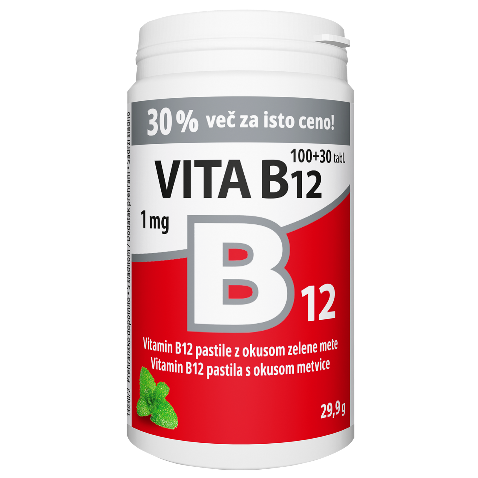 Vitamin B12 1000 μg Vitabalans, žvečljive tablete - paket (100 + 30 tablet)