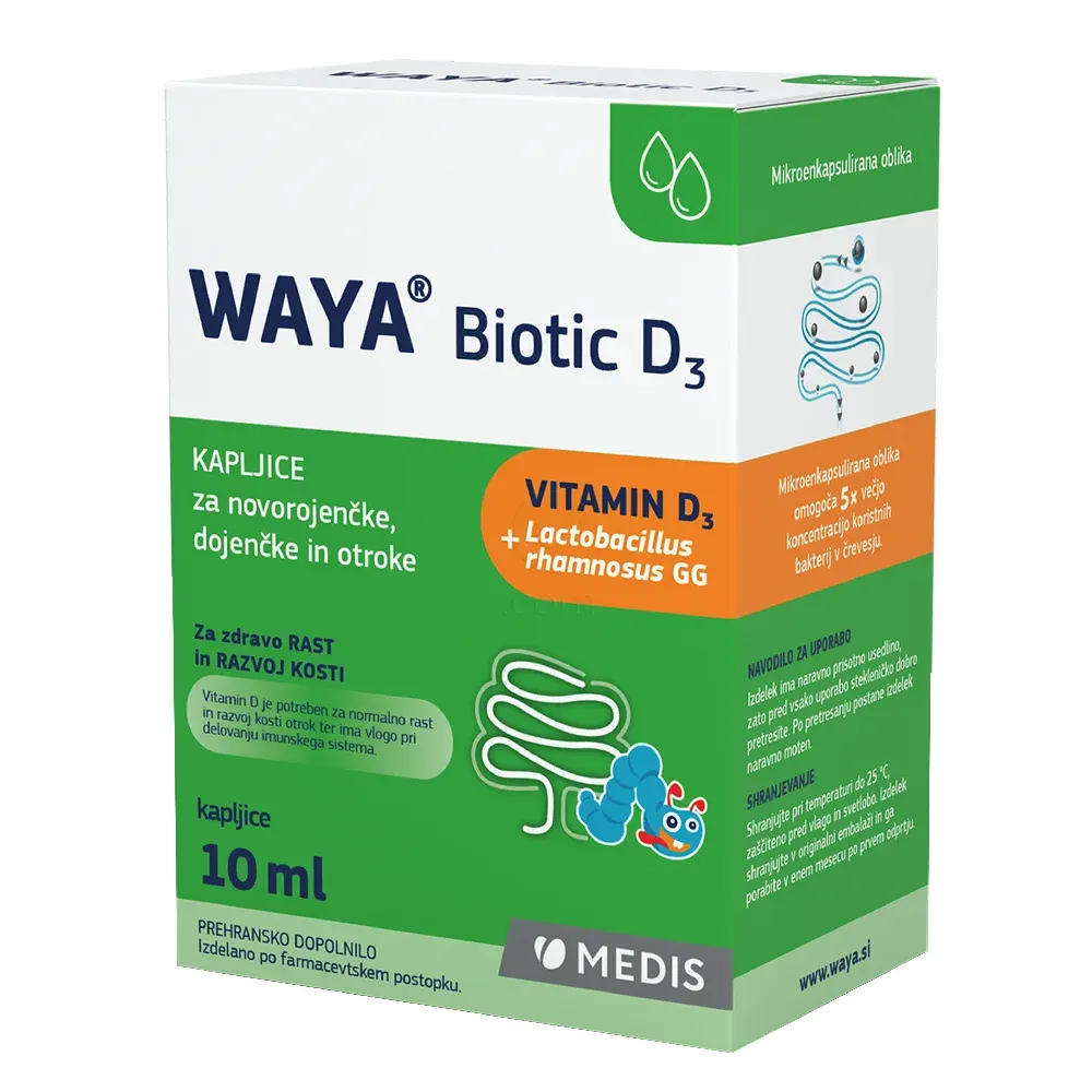 Waya Biotic D3, kapljice za novorojenčke, dojenčke in otroke (10 ml)