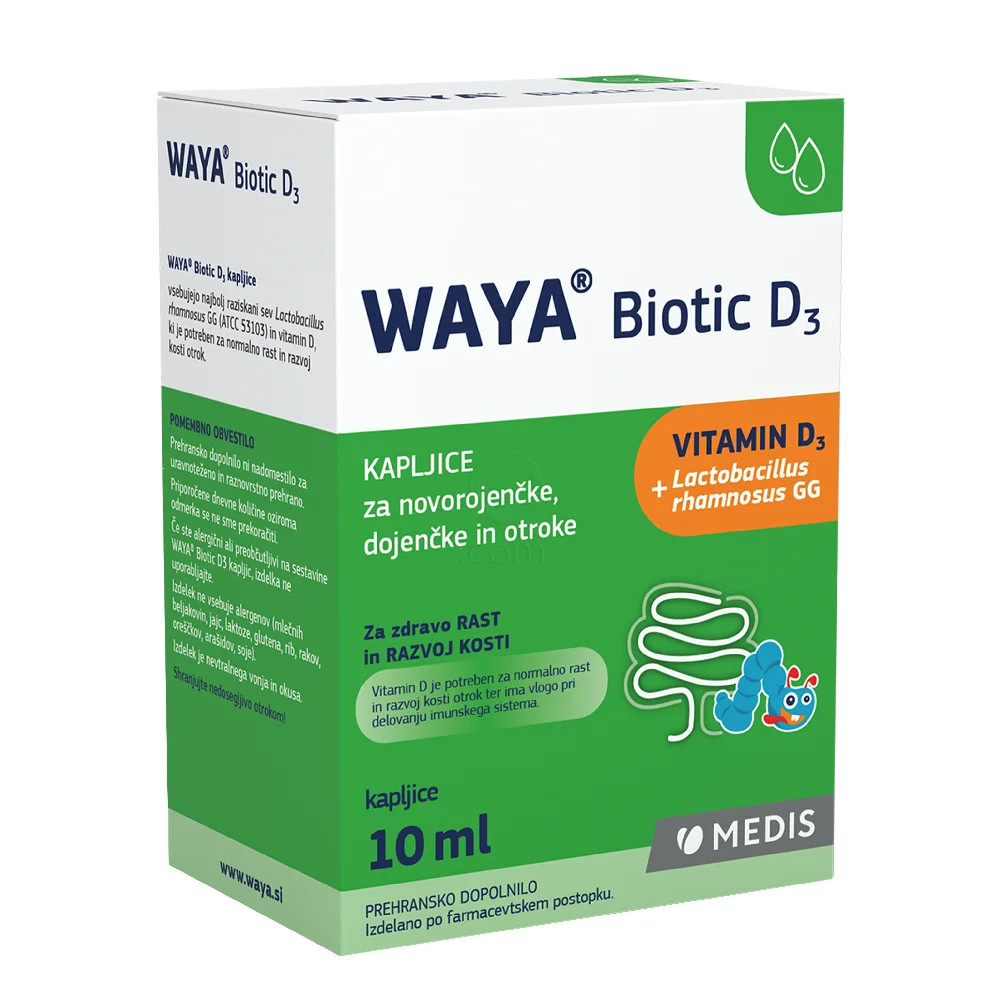 Waya Biotic D3, kapljice za novorojenčke, dojenčke in otroke (10 ml)