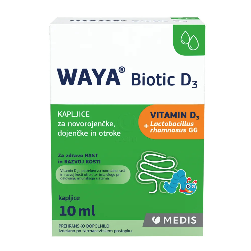 Waya Biotic D3, kapljice za novorojenčke, dojenčke in otroke (10 ml)