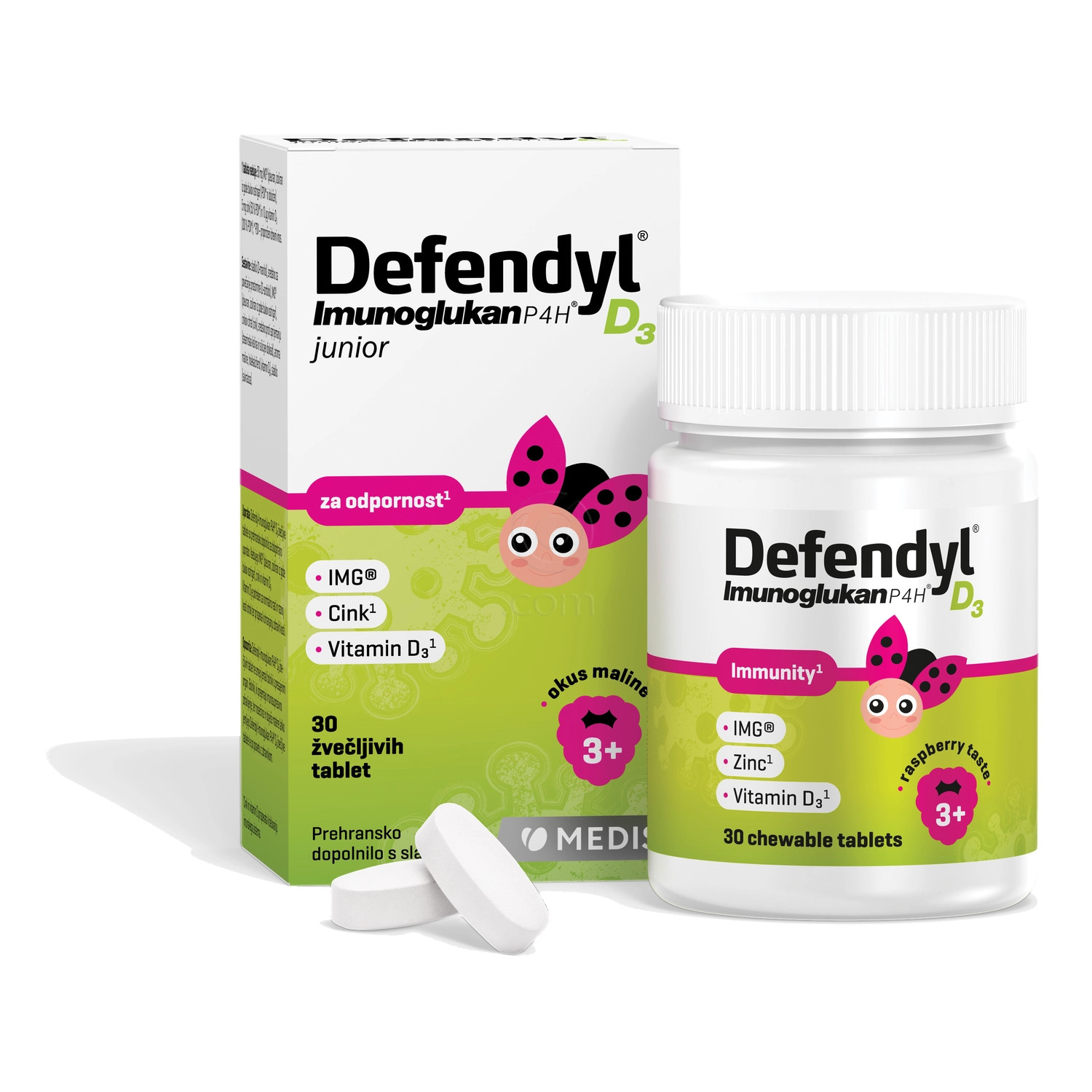 Defendyl Imunoglukan P4H D3 junior, žvečljive tablete (30 tablet)