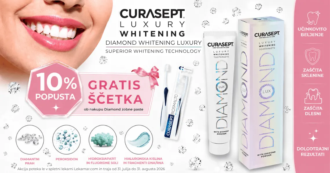 Curasept Luxury Whitening Diamond (-10%) + darilo: zobna ščetka Biosmalto CAE