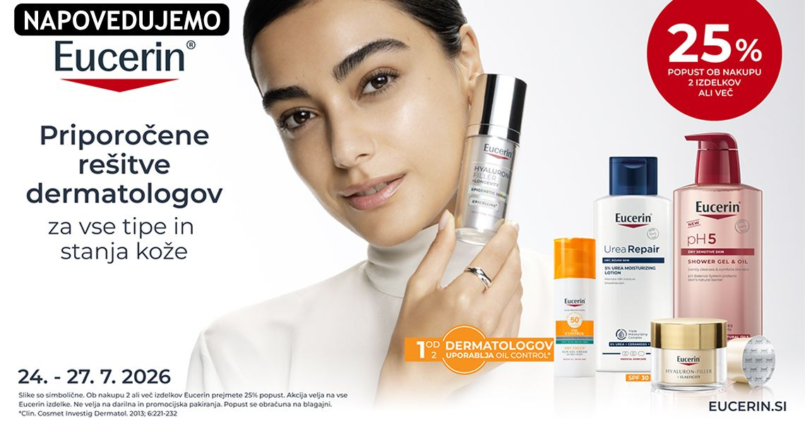 Napovedujemo: Eucerin (2x= -25%)