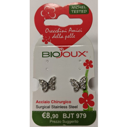 Biojoux, uhani iz kirurškega jekla - metuljček s kristali - BJT979 (2 uhana)