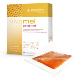 Vivamel Protect PU, obloga - sterilna pena z medicinskim kostanjevim medom - 10 x 10 cm (10 oblog)