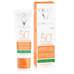 Vichy Capital Soleil, 3v1 matirajoča nega za zaščito pred soncem - ZF50+ (50 ml)
