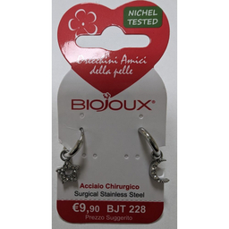 Biojoux, uhani iz kirurškega jekla - obroček zvezda & luna viseč - BJT228 (2 uhana)