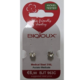 Biojoux, uhani iz kirurškega jekla - Swarovski kristalna roža - BJT963(2 uhana)