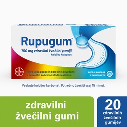 Rupugum 750 mg, zdravilni žvečilni gumi (20 žvečilnih gumijev) CENA