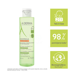 A-Derma Exomega Control, emolientni čistilni gel 2v1 (200 ml)