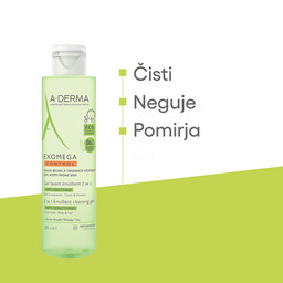 A-Derma Exomega Control, emolientni čistilni gel 2v1 (200 ml)