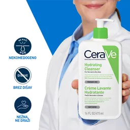 CeraVe, vlažilna čistilna emulzija za obraz za normalno do suho kožo (473 ml)
