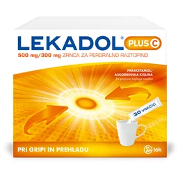 Lekadol Plus C 500 mg/300 mg, zrnca za peroralno raztopino (30 vrečic)