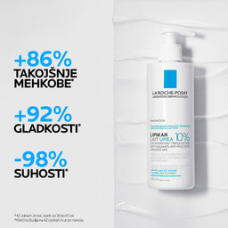 LRP Lipikar Lait Urea 10%, vlažilni losjon s trojnim učinkom za glajenje in pomiritev zelo suhe ter grobe kože (200 ml)