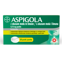 Aspigola 8,75 mg, pastile z okusom medu in limone (16 pastil)