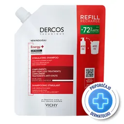 Vichy Dercos Aminexil Energisant, šampon proti izpadanju las - eko refill (400 ml)