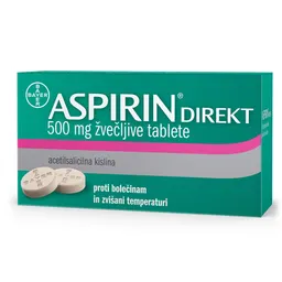 Aspirin direkt 500 mg, žvečljive tablete (10 tablet)
