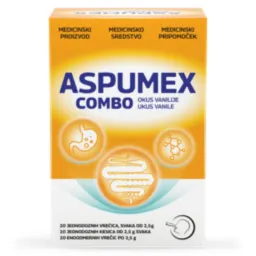 Aspumex Combo, prašek za raztapljanje v ustih (20 vrečic)