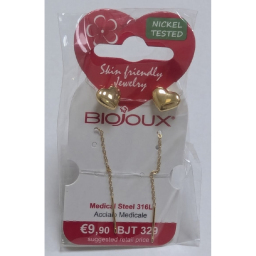 Biojoux, uhani iz kirurškega jekla - Grace viseč zlat - BJT329 (2 uhana)