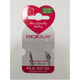 Biojoux, uhani iz kirurškega jekla - notranje srce s kristalčki - BJT232 (2 uhana)