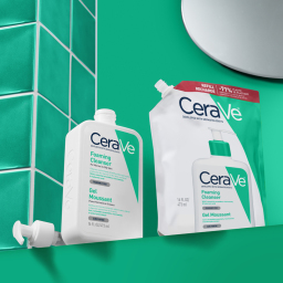 CeraVe, peneči čistilni gel za obraz za normalno do mastno kožo - Refill (473 ml)