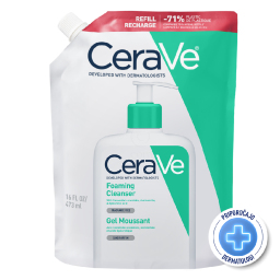 CeraVe, peneči čistilni gel za obraz za normalno do mastno kožo - Refill (473 ml)