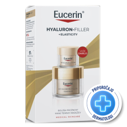 Eucerin Hyaluron-Filler Elasticity Xmas Set, nočna krema + mini dnevna krema - ZF 30 (50 ml + 20 ml)