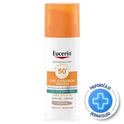 Eucerin Sun Oil Control, obarvan kremni gel za zaščito obraza odtenek Medium - ZF 50+ (50 ml)
