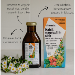 Floradix Kalcij, Magnezij in Cink, tonik (250 ml)