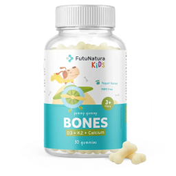 FutuNatura KIDS BONES - prehransko dopolnilo s kalcijem, vitaminom D3 in K2 v obliki gumi bonbonov