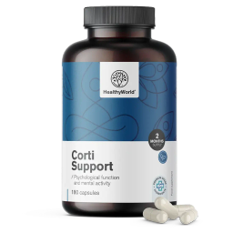 HealthyWorld Corti Support - prehransko dopolnilo z izvlečkom ašvagande, rožnega korena in vitamini