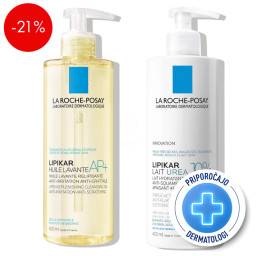 La Roche-Posay Lipikar, rutina za glajenje zelo suhe in luščeče se kože (2 x 400 ml)