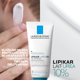 LRP Lipikar Lait Urea 10%, vlažilni losjon s trojnim učinkom za glajenje in pomiritev zelo suhe ter grobe kože (200 ml)