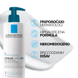 LRP Lipikar Lait Urea 10%, vlažilni losjon s trojnim učinkom za glajenje in pomiritev zelo suhe ter grobe kože (400 ml)