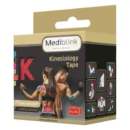 Mediblink M134, kineziološki trak za podporo mišic in sklepov - rdeč (5 cm x 5 m)