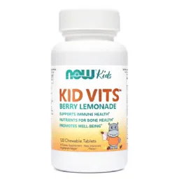 NOW Kids Multivitamini, žvečljive tablete z okusom limonade in jagodičevja za otroke (120 tablet)