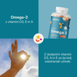 Sweet Nutribites Omega-3 gumi bonboni - 100 mg omega-3 z EPK, DHK in ALA na dnevni odmerek