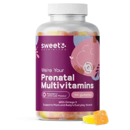Sweet Nutribites Prenatalni multivitamini + omega-3 - prehransko dopolnilo z 11 vitamini in minerali za nosečnice