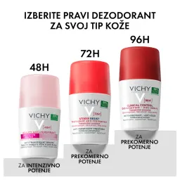 Vichy Beauty Antiperspirant, 48-urna deo zaščita proti potenju in vonjavam (50 ml)