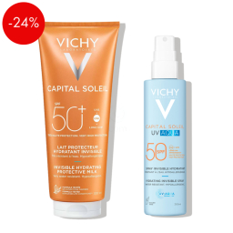 Vichy Capital Soleil, rutina - družinska UV zaščita za plažo (200 ml + 150 ml)