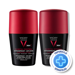 Vichy Deo-Duo Clinical Control, protokol - roll-on za zaščito do 96 ur za moške (2 x 50 ml)