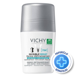 Vichy Invisible Resist 72h, detranspirant proti madežem in razdraženosti - roll-on (50 ml)