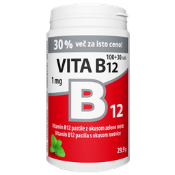 Vitamin B12 1000 μg Vitabalans, žvečljive tablete - paket (100 + 30 tablet)