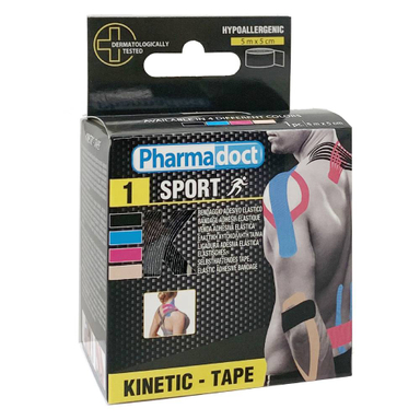 Pharmadoct, kineziološki trak - črn (5 cm x 5 m)