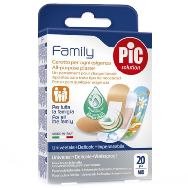 PIC Family, antibakterijski obliži mešanih velikosti (20 obližev)