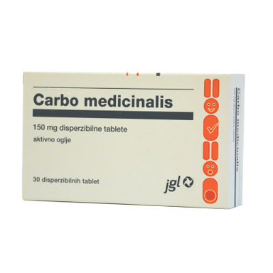Carbo medicinalis 150 mg, disperzibilne tablete (30 disperzibilnih tablet)